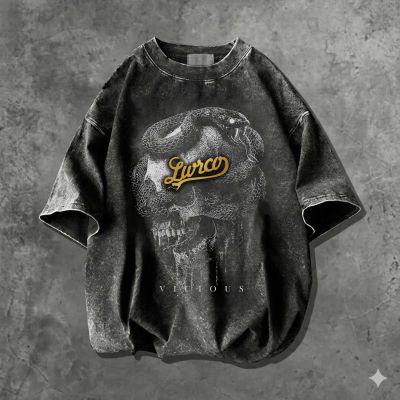 Sukuna King of Curses Anime Acid Wash Drop Shoulder T-shirt