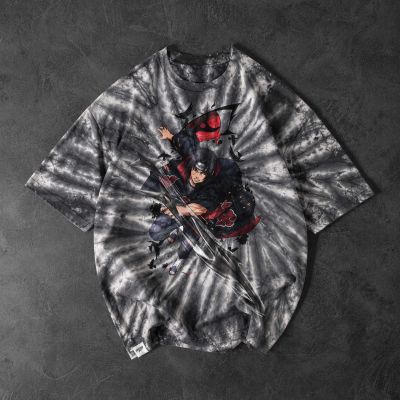 Itachi Uchiha Anime Acid Wash Drop Shoulder T-shirt